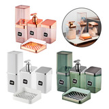 Kit Lavabo Banheiro Luxo 4pcs Saboneteira Plástico Premium