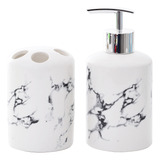 Kit Lavabo Banheiro Porta Sabonete Líquido E Porta Escova