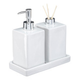 Kit Lavabo Banheiro Saboneteira Difusor Bandeja Kbd 021