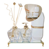 Kit Lavabo Difusor Saboneteira Bandeja Porta Escovas Branco
