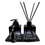 Kit Lavabo Luxo Cubo Difusor Saboneteira Bandeja Essencia
