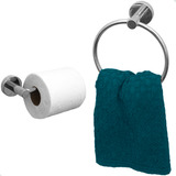 Kit Lavabo Papeleira E Porta Toalha Rosto Cromado Inox 304