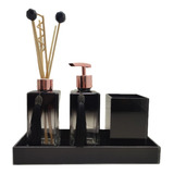 Kit Lavabo Sabonete Líquido Difusor Porta Escova Bandeja