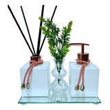 Kit Lavabo Vasinho Cristal Saboneteira Difusor E Acessórios