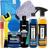 Kit Lavagem Completa Para Moto Carro Shampoo Moto V Revitalizador De Plasticos Rejuvex Cera Cristalizadora Tok Final Vonixx Pneu Pretinho Vintex