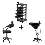 Kit Lavatório Cabelo Cadeira Salão Cabelereiro Carrinho