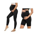 Kit Legging Gestante Shorts Gestante Curto Roupa Maternidade Alto Conforto E Sustentação Barriga Calça Grávida Suplex BR Alfa GG Regular Regular Padrão Preto 