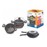 Kit Legumeira Panela A Vapor Al Vapore 3x1 Omeleteira 18cm Antiaderente Dona Chefa