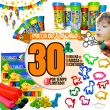 Kit Lembrancinha 10 Bolha Sabão 10 Massa Modelar 10 Cortador