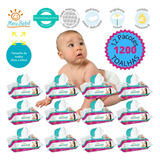 Kit Lenço Umedecido Higiene Bebê 12 Pacotes C/ Tampa - 1200 Toalhas