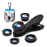 Kit Lente Celular Smartphone 5 Em 1 Macro Fisheye Wide Cpl 