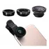 Kit Lente Olho De Peixe Universal 3x1 Para Celular Fisheye 