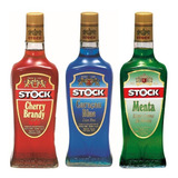 Kit Licores Stock Curaçau Blue Cherry Brand E Menta 720ml