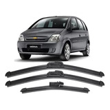 Kit Limpador Parabrisa Dianteiro Traseiro Gm Meriva 2004 2005 2006 2007 2008 2009 2010 2011 2012