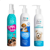 Kit Limpador Patas Orelhas Lágrimas Cães Gato Pet Clean