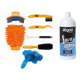 Kit Limpeza Bike 6 Pçs Máquina Limp Corrente Shampoo 1l