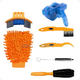 Kit Limpeza Bike Escovas Bucha Limpador Corrente Lavagem 7pç