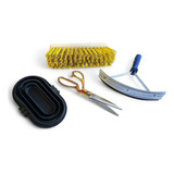 Kit Limpeza Cavalo Rodo Raspador Raspadeira Escova Tesoura