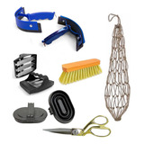 Kit Limpeza Cavalo Rodo Tesoura Raspadeira Escova Brinde