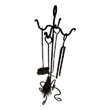 Kit Limpeza De Lareira Artesanal C Gancho Atiçador De Brasa