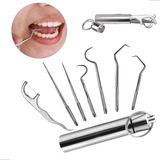 Kit Limpeza Dentária Portátil Removedor Gancho Tártaro Inox