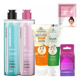 Kit Limpeza Facial Maquiagem Demaquilante Bifásico Esponja