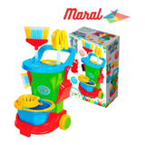 Kit Limpeza Infantil Carrinho Vassoura Rodo Pá Balde