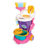 Kit Limpeza Infantil Cleaning Trolley Rosa