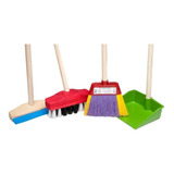 Kit Limpeza Infantil Pá Vassoura Rodo Madeira Brinquedo Kids