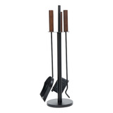 Kit Limpeza Para Lareira 3 Ferramentas Cabo Madeira