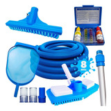 Kit Limpeza Piscina Aspiração Cabo Teste Cl Ph Mangueira 8m