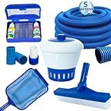 Kit Limpeza Piscina Escova Peneira Clorador Estojo Teste Ph Alcalinidade Cloro Mangueira Adaptadores