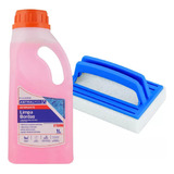 Kit Limpeza Piscinas Limpa Bordas Detergente Esponja De Mão