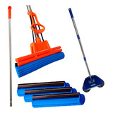 Kit Limpeza Vassoura Magica E Rodo Magico Com 3 Refil Extra