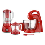 Kit Liquidificador Batedeira E Espremedor Cozinha Britânia Cor Vermelho 220v