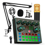 Kit Live Completo Microfone Bm800 Mini Placa V8s Podcast