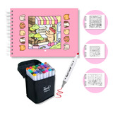 Kit Livro Bobbie Goods P Colorir Rosa 60 Folhas Com Conjunto De Canetas Marcador Permanente Ponta Dupla 36 Cores Com Estojo