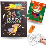 Kit Livro De Colorir 365 Desenhos Lápis De Cor 24 Unid