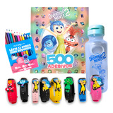 Kit Livro Do Divertidamente Colorir 500 Adesivos Garrafa Relógio Com Personagens Lápis De Cor