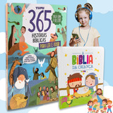 Kit Livro Infantil 365 Histórias Bíblicas + A Bíblia Da Criança Para Ler E Ouvir Áudio - Com Qr Code E Lindas Ilustrações