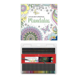 Kit Livro Para Colorir Mandalas Lápis Faber castell Supersoft 50 Cores