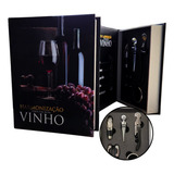 Kit Livro Vinho Luxo Abridor Saca Rolhas Tampa Presente 5pcs