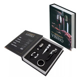 Kit Livro Vinho Luxo Abridor Saca Rolhas Tampa Presente 5pcs