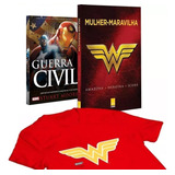 Kit Livros - Mulher-maravilha - Amazona, Heroína, Ícone (edição De Luxo) + Marvel Guerra Civil - Uma História Do Universo Marvel + Camiseta G *