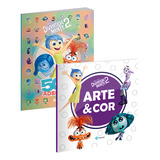 Kit Livros Arte E Cor Divertida Mente 2 500 Adesivos Divertida Mente 2 Infantil Colorir