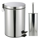 Kit Lixeira 3 Litros Escova Sanitária Para Banheiro Inox