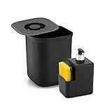 KIT Lixeira 4 00 Lts Dispenser P Detergente E Bucha Preto