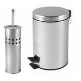 Kit Lixeira Banheiro Inox 3l Com Pedal Escova Sanitária