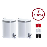 Kit Lixeira Banheiro Pedal 5 Litros