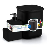 Kit Lixeira Cesto Lixo 4l Dispenser Porta Detergente Liquido